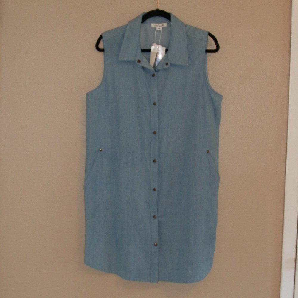 Simply Noelle size L/XL Convertible %100 Cotton Denim Midi Dress